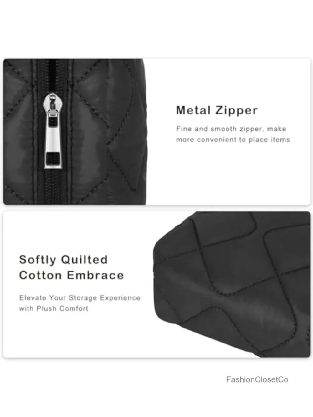 Quilted Cotton Cosmetic Bag Zipper Pouch Travel Toiletry Organizer Case
